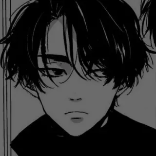 😐 anime, manga, portrait, monochrome, emo, teen telegram sticker