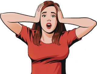 😱 femme, choquée, panique, dessin animé, inquiétude, stress, surprise telegram sticker