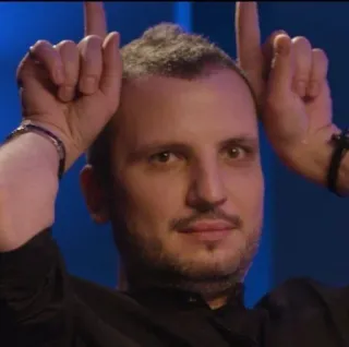 🌟 man, portrait, devil horns, hand gesture, person telegram sticker