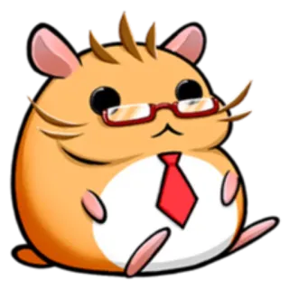 🙂 Hamster, Brille, Krawatte, Tier, Süß, Cartoon telegram sticker