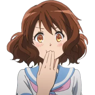 😂 Anime, Cartoon, Süß, Mädchen, Überrascht, Hand vor dem Mund whatsapp sticker