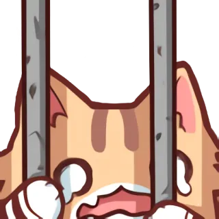 ⛓ แมว, คุก, การ์ตูน, เศร้า, ลูกกรง telegram sticker