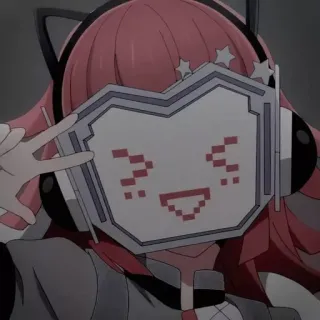 📙 アニメ, 女の子, キャラクター, かわいい, ピンク髪, ヘッドホン, キュート telegram sticker