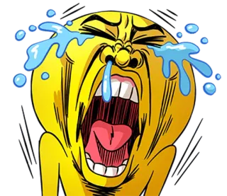 😭 khóc, emoji, buồn, hoạt hình, phóng đại, màu vàng, mặt telegram sticker