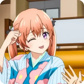 😜 Anime, Dziewczyna, Mrugnięcie, Słodkie, Rumieniec telegram sticker