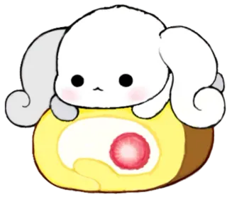 ☁ 귀여운, 카와이, 토끼, 디저트, 롤케이크, 딸기 telegram sticker