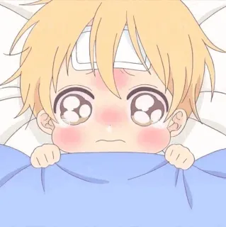 🥺 anime, trẻ em, ốm, giường, khóc, dễ thương, sốt telegram sticker