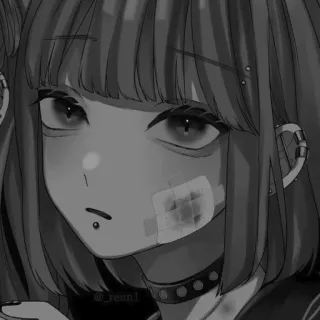 🖤 Anime, Manga, Ragazza, Fascia, Orecchini, Uniforme scolastica telegram sticker