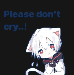 🙏 Please don't cry..! gato, anime, triste, llorando, kawaii, lindo, lágrimas telegram sticker