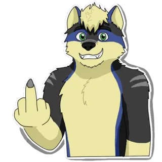 🖕 Furry, Antropomórfico, Lobo, Dedo do meio, Gesto ofensivo, Desenho animado telegram sticker