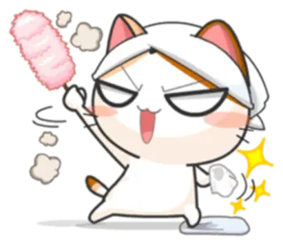 🧹 cat, cleaning, maid, anime, kawaii, housework telegram sticker