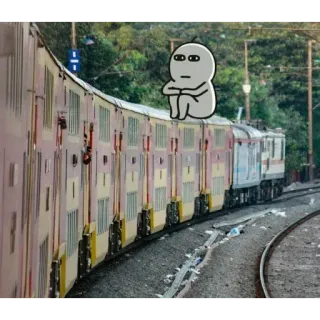 😫 Dudu Dudu and Bubu dudu, travel, train, sad, waiting, cartoon, lonely, commute telegram sticker