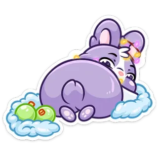 🍑 conejo, animal, dibujo animado, lindo, nube, kawaii, pegatina telegram sticker