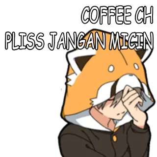 💂 COFFEE CH
PLISS JANGAN MICIN Anime, Personagem, Café, Fofo, Expressão, Indonésio telegram sticker