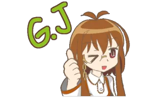 👍 G.J fille anime, pouce levé, dessin animé, kawaii, mignon telegram sticker