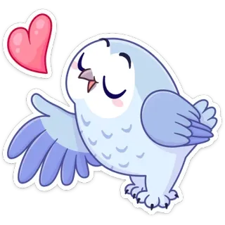 😘 gufo, cuore, carino, uccello, animale, cartone animato telegram sticker