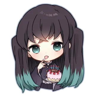 ❄️ Muichiro Tokito Demon Slayer 11/22 动漫, Q版, 蛋糕, 生日, 鬼灭之刃 whatsapp sticker