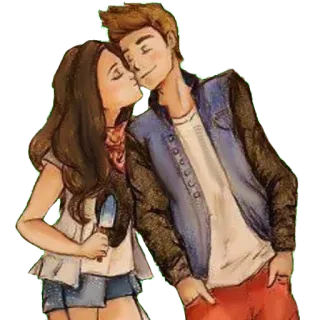 🖤 couple, baiser, amour, dessin animé, romance, affection telegram sticker