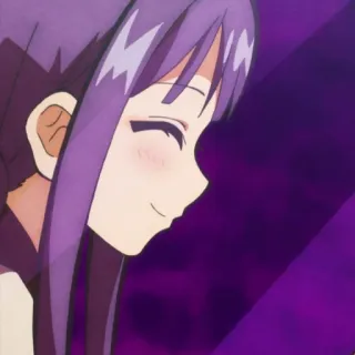 ✖ anime, desenho animado, garota, sorriso, cabelo roxo, fofa telegram sticker