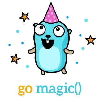 ✨ go-magic() マスコット, プログラミング, Golang, Go, パーティー, お祝い telegram sticker