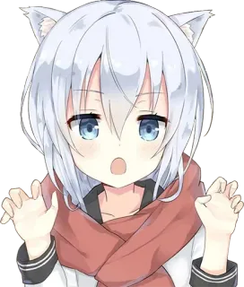 😄 anime, cat ears, cute, girl, scarf telegram sticker