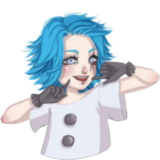 ☝ Anime, Clown, Cartoon, Personage, Digitale kunst, Blauw haar, Gezicht telegram sticker