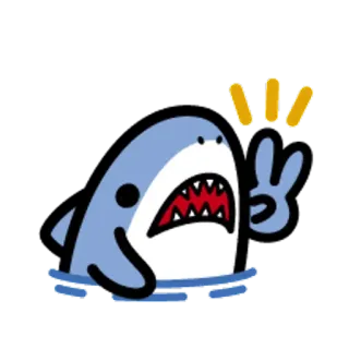 🐯 squalo, cartone animato, animale, carino, mare, oceano, pace whatsapp sticker