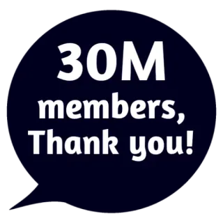 ❤ 30M members, Thank you! Mitglieder, Danke, Community, Feier, Meilenstein whatsapp sticker
