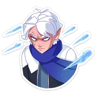 😡 การ์ตูน, สติกเกอร์, ตัวละคร, ผมขาว, สีฟ้า, น้ำแข็ง, โกรธ, อนิเมะ whatsapp sticker