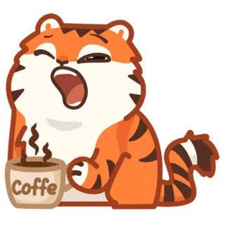 ☕️ Coffe tiger, coffee, animal, cute, drink telegram sticker