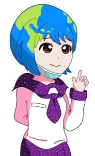 😚 terra, globo, máscara, menina, anime, desenho animado telegram sticker
