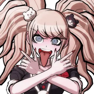 😍 Junko Enoshima Danganronpa Anime, Cô gái, Điên, Lưỡi, Gấu, Tóc đuôi sam telegram sticker