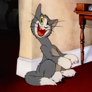 👂 cat, cartoon, gray cat, animal, funny telegram sticker