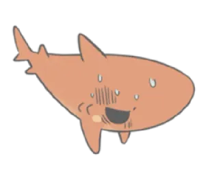 😐 Tubarão, Nervoso, Suando, Animal, Desenho animado, Peixe telegram sticker