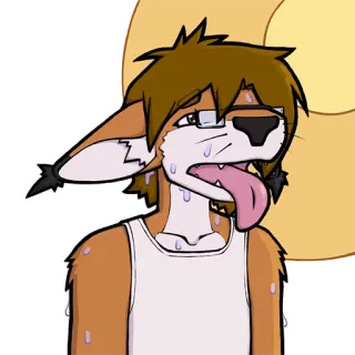 🔥 Фурри, Антропоморфный, Потный, Персонаж, Язык, Уставший, Мультик telegram sticker
