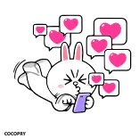 😝 Brown lindo, dibujos animados, pegatina, conejo, corazón, amor, personaje, marrón, Line Friends telegram sticker