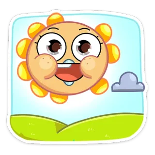 🌞 Sonne, Cartoon, Himmel, Gras, Wolke, Fröhlich, Natur, Wetter whatsapp sticker