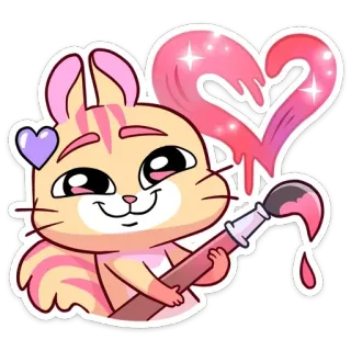 ❤️ sticker, cat, heart, paint, cute, cartoon telegram sticker