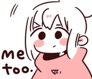 😉 me too. słodkie, anime, dziewczyna, mem, zgoda, zgadzam się telegram sticker