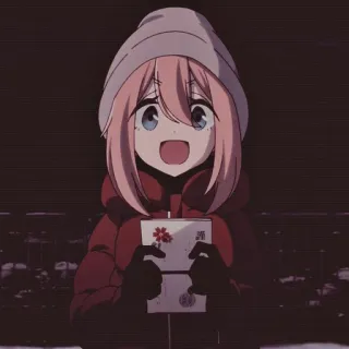 🌸 Anime, Personaggio, Carino, Ragazza, Inverno, Esterno, Cartone animato, Felice telegram sticker