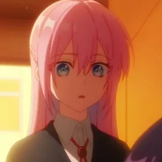 🍧 Anime, Mädchen, pinke Haare, Schuluniform, Cartoon, Charakter telegram sticker