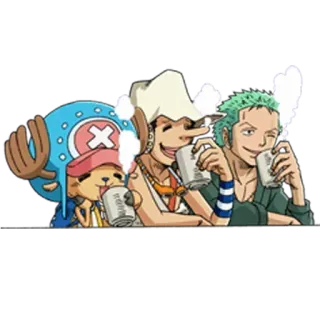 ☕️ Tony Tony Chopper One Piece anime, one piece, chopper, usopp, zoro, drinking telegram sticker