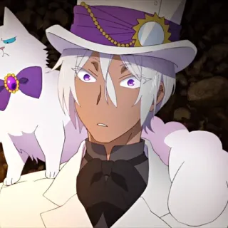 😯 Anime, Personnage, Chat, Cheveux Blancs, Gentleman whatsapp sticker