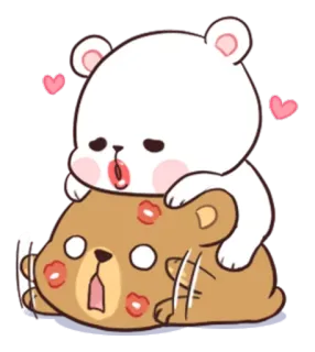 🐵 oso, lindo, beso, amor, dibujos animados telegram sticker