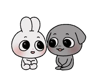 🐭 animals, cute, rabbit, dog, friendship whatsapp sticker