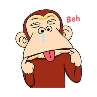 😝 Beh 猴子, 卡通, 搞笑, 傻, 表情 telegram sticker