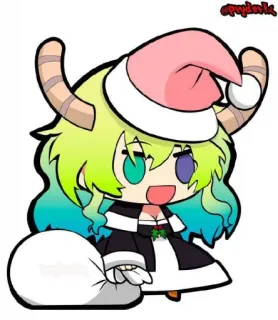 🎅 Lucoa Miss Kobayashi's Dragon Maid Animé, Dragon, Noël, Mignon, Kawaii, Dessin animé whatsapp sticker
