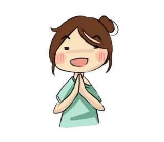 🙏 Cartone animato, Ragazza, Carino, Saluto, Kawaii whatsapp sticker