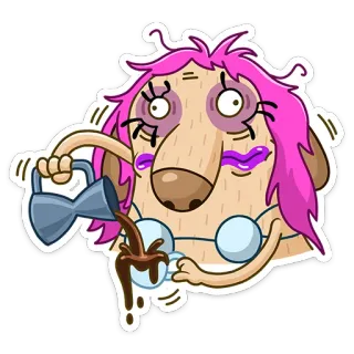 ☕️ Dessin animé, Café, Animal, Personnage, Fatigué, Drôle whatsapp sticker