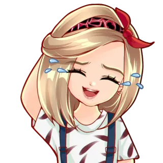 😂 cartoon, girl, crying, emotions, happy, sticker whatsapp sticker